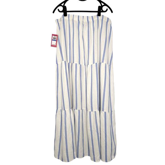 Vince Camuto Blue Striped Skirt Linen Size XL - Picture 8 of 8